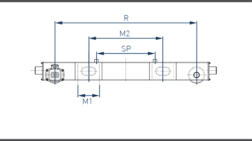 technische Zeichnung für Fahrwerksträger und Vorsatzstücke
