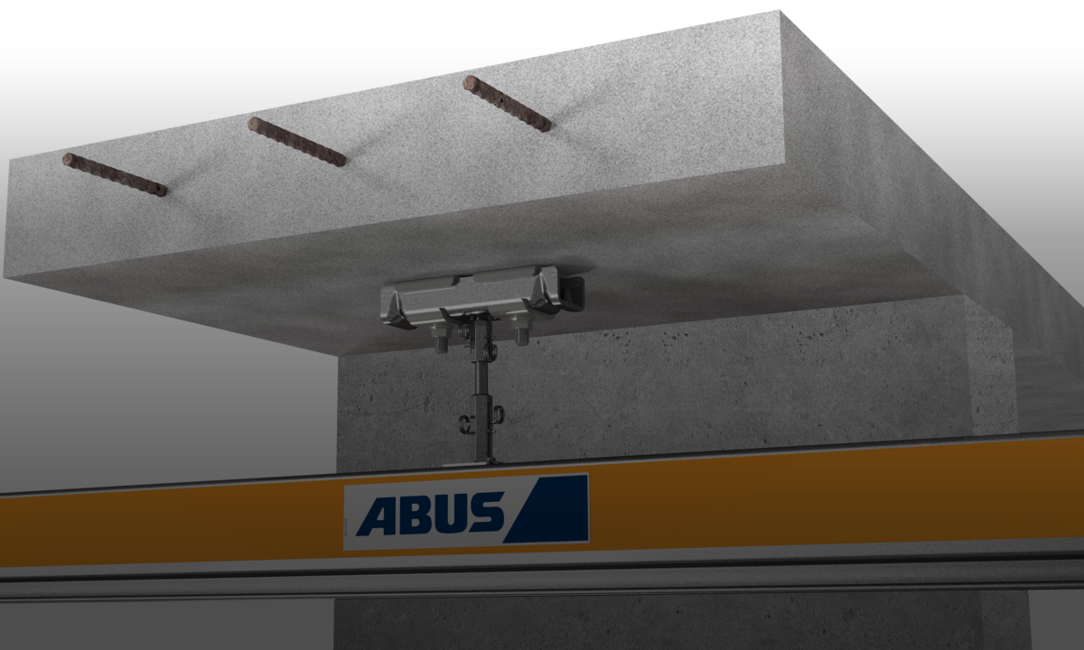 Befestigung an Betondecke mit Durchgangsanker